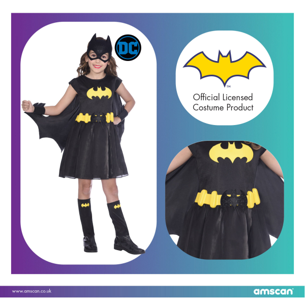 amscan amscan-9906615 Disfraz de Batgirl de Warner Bros para niñas 9906615 6 a 8, color morado, medium 6-8 años 