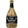 Standard Shape HNY Gold & Black Bubbly Bottle Foil Balloon S50 Packaged 25cm x 66cm