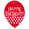6 Latex Balloons Happy Birthday - Dots 27.5 cm / 11"