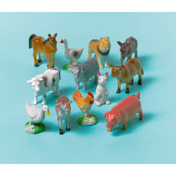 12 Toy Farm Animals Plastic Length 3 - 6 cm : Amscan Europe