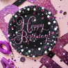 8 Plates Sparkling Celebrations Pink Happy Birthday Round Paper 23 cm