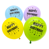 4 Latex Balloons LED Happy Birthday Stars 27.5 / 11"
