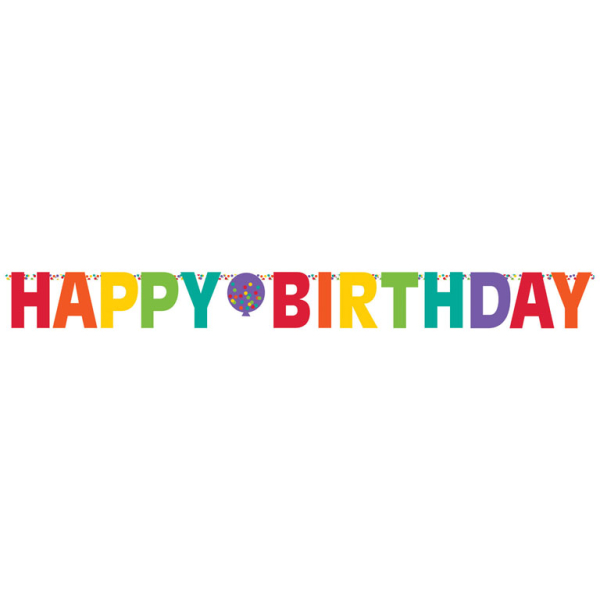 Amscan 120175 2.4 m x 16 cm Primary Rainbow Happy Birthday Prismatic Letter Banner 