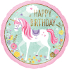 Standard Holographic Magical Unicorn Happy Birthday Foil Balloon S55 Packaged 45 cm