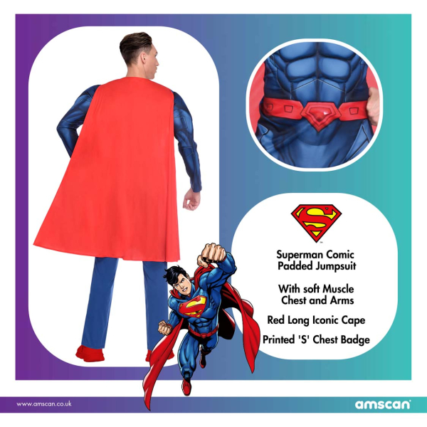Amscan Amscan Costume Superman Classic Uomo Carnevale Party Feste 