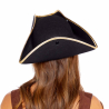 Pirate Hat molded - Black with Gold edge One size