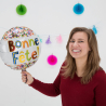 Standard Bonne Fête Watercolor Dots Foil Balloon S40 packaged