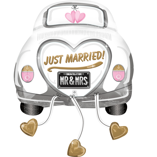 SuperShape Just Married Wedding Car Foil Balloon P35 Packaged 58 cm x 79 cm  : Amscan Europe