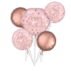 Amscan Joyeux Anniversaire Rose Blush /& Gold 15/" Round Orbz Foil Balloon