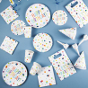 8 Party Cone Hats Confetti Birthday Paper Height 16 cm
