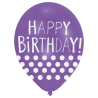 6 Latex Balloons Happy Birthday - Dots 27.5 cm / 11"