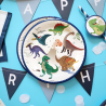 8 Plates Happy Dinosaur Round Paper 18 cm