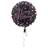 Standard "Pink Celebration - HBD" Foil Balloon, round, S55, packed, 43 cm