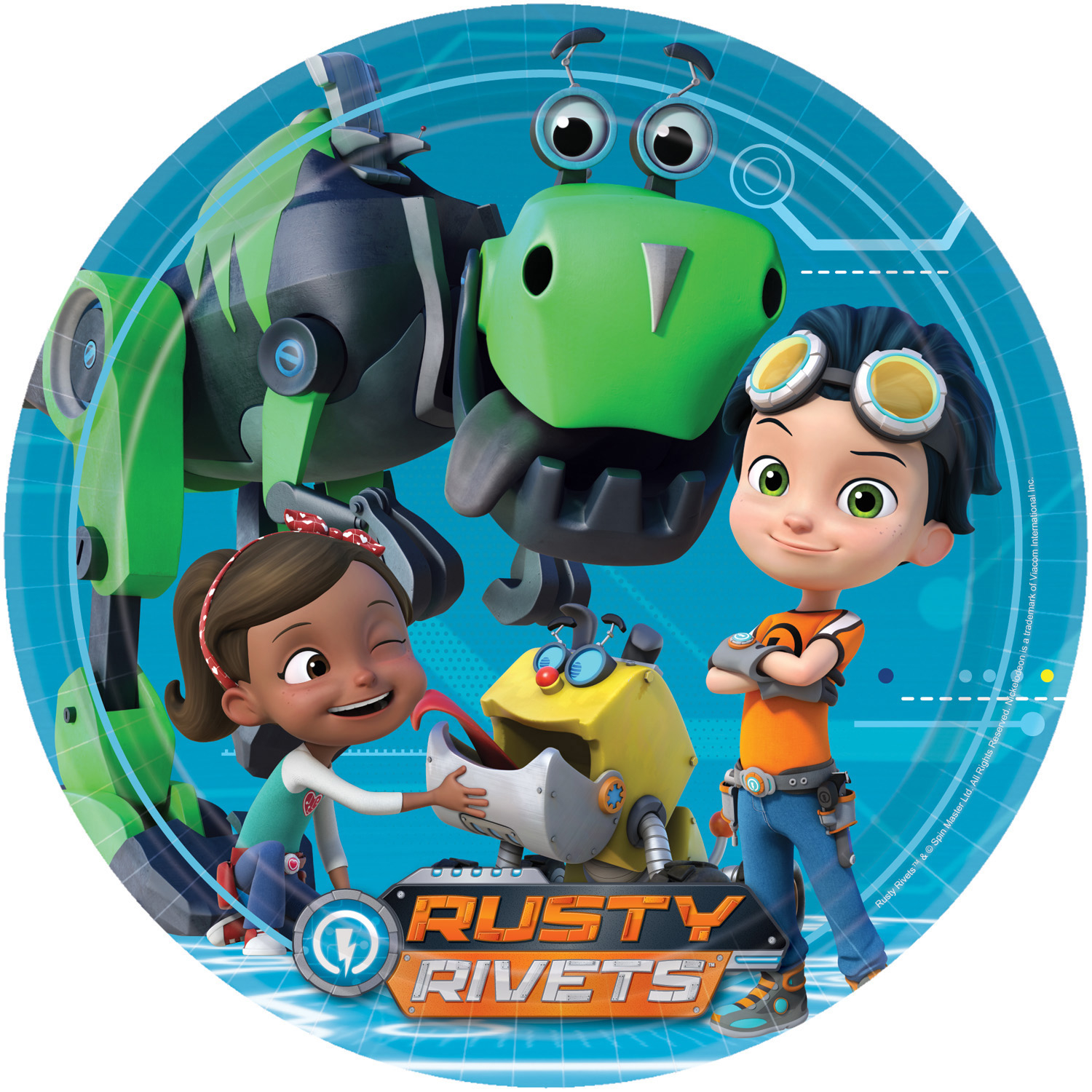 8 Plates Rusty Rivets Paper Round 22 8 Cm Amscan Europe