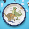 8 Plates Happy Dinosaur Round Paper 23 cm