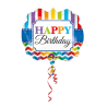 SuperShape Happy BirthdayStripe & Chevron Foil Balloon P35 Packaged 63 x 55 cm